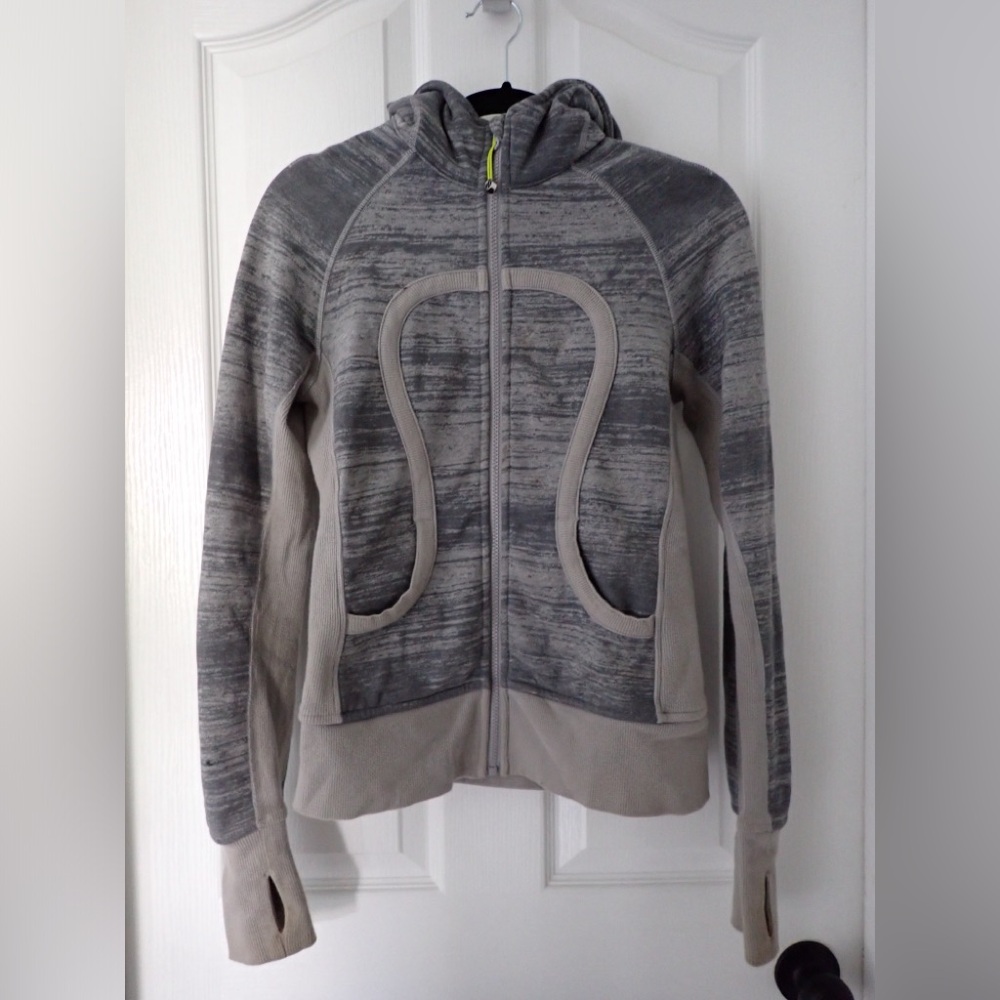Lululemon Grey Scuba Zip Up Jacket Green Accents